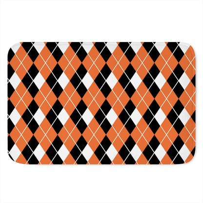 Orange White And Black Argyle Print Indoor Door Mat