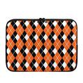 Orange White And Black Argyle Print Laptop Sleeve