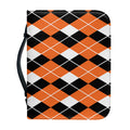Orange White And Black Argyle Print Leather Bible Cover
