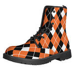 Orange White And Black Argyle Print Backpack