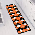 Orange White And Black Argyle Print Long Kitchen Mat