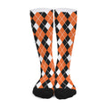 Orange White And Black Argyle Print Long Socks