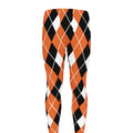 Orange White And Black Argyle Print Men's Leggings