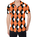 Orange White And Black Argyle Print Men's Shirt