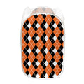 Orange White And Black Argyle Print Mesh Laundry Hamper