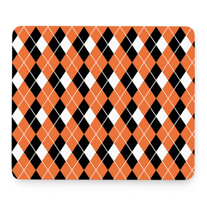 Orange White And Black Argyle Print Mouse Pad