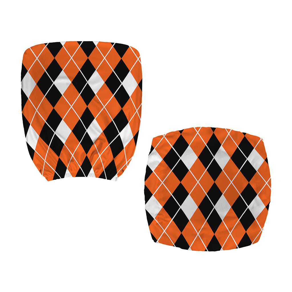 Orange White And Black Argyle Print Office Chair Cover