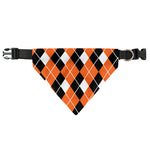 Orange White And Black Argyle Print Over The Collar Dog Bandana