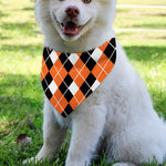 Orange White And Black Argyle Print Over The Collar Dog Bandana