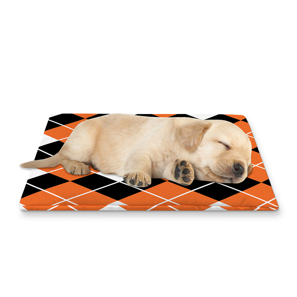 Orange White And Black Argyle Print Pet Cooling Mat Cover
