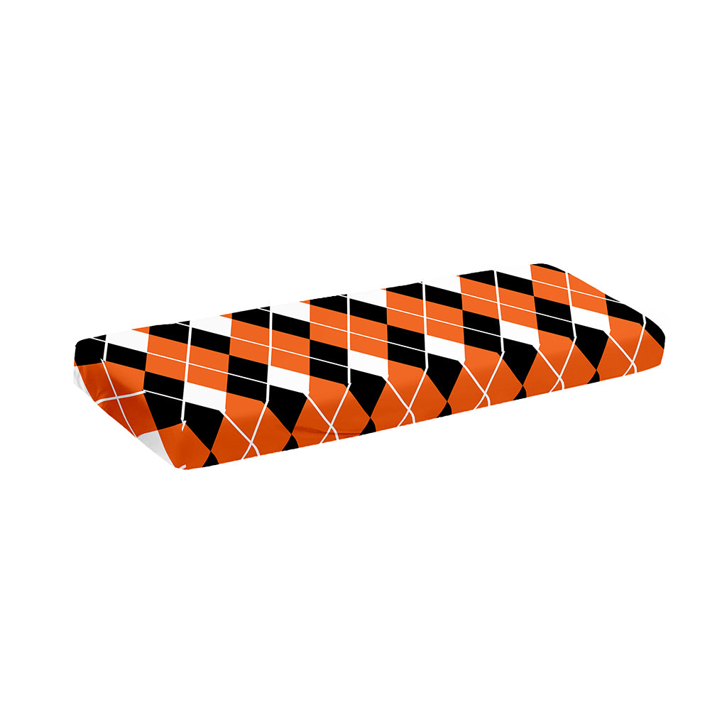 Orange White And Black Argyle Print Piano Keyboard Cover