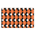 Orange White And Black Argyle Print Polyester Doormat
