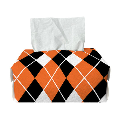 Orange White And Black Argyle Print Rectangle Tissue Box Cover