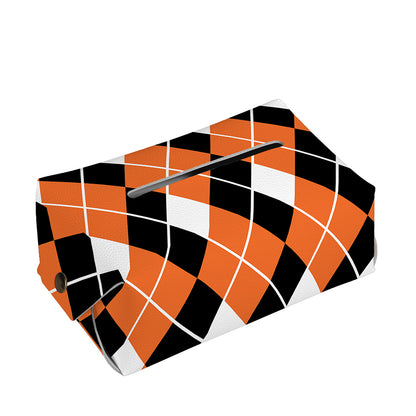 Orange White And Black Argyle Print Rectangle Tissue Box Cover