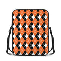 Orange White And Black Argyle Print Rectangular Crossbody Bag
