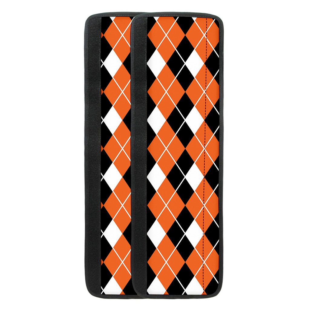 Orange White And Black Argyle Print Refrigerator Handle Covers