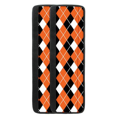 Orange White And Black Argyle Print Refrigerator Handle Covers