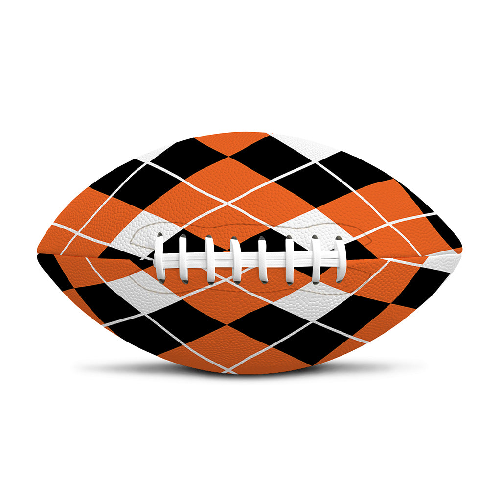Orange White And Black Argyle Print Rugby Ball