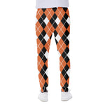 Orange White And Black Argyle Print Scuba Joggers