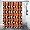 Orange White And Black Argyle Print Shower Curtain