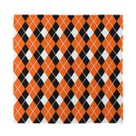 Orange White And Black Argyle Print Silk Bandana