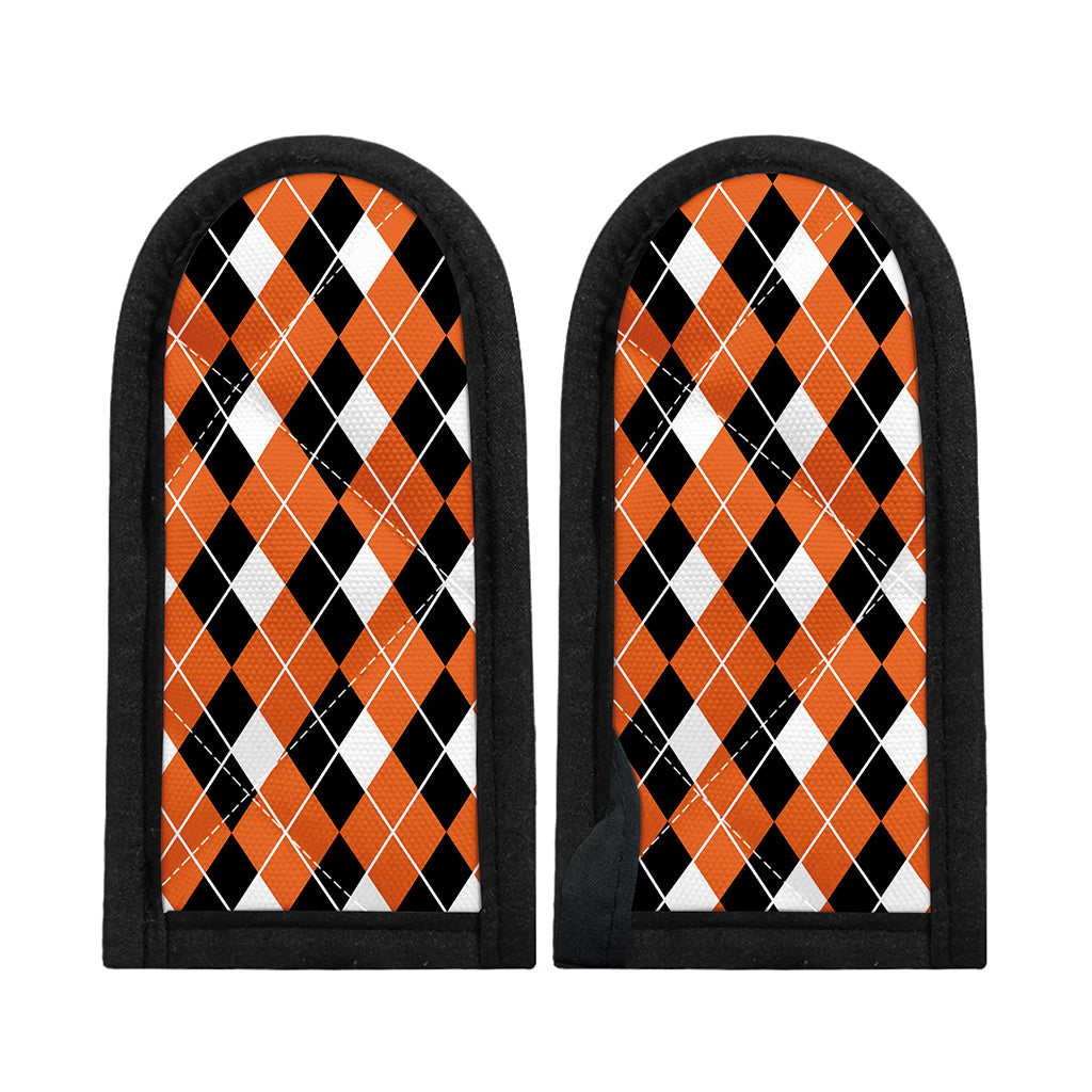Orange White And Black Argyle Print Skillet Handle Cover