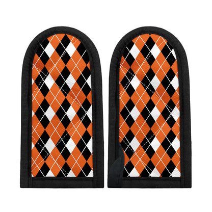 Orange White And Black Argyle Print Skillet Handle Cover