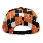 Orange White And Black Argyle Print Snapback Cap