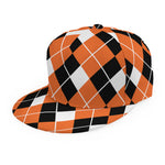 Orange White And Black Argyle Print Snapback Cap
