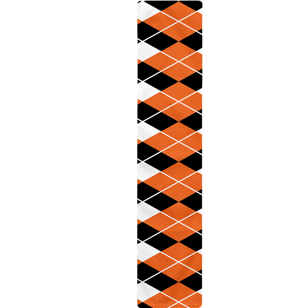 Orange White And Black Argyle Print Table Runner