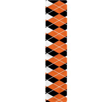 Orange White And Black Argyle Print Table Runner