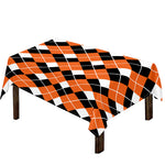 Orange White And Black Argyle Print Tablecloth