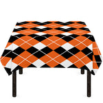 Orange White And Black Argyle Print Tablecloth