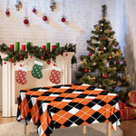 Orange White And Black Argyle Print Tablecloth