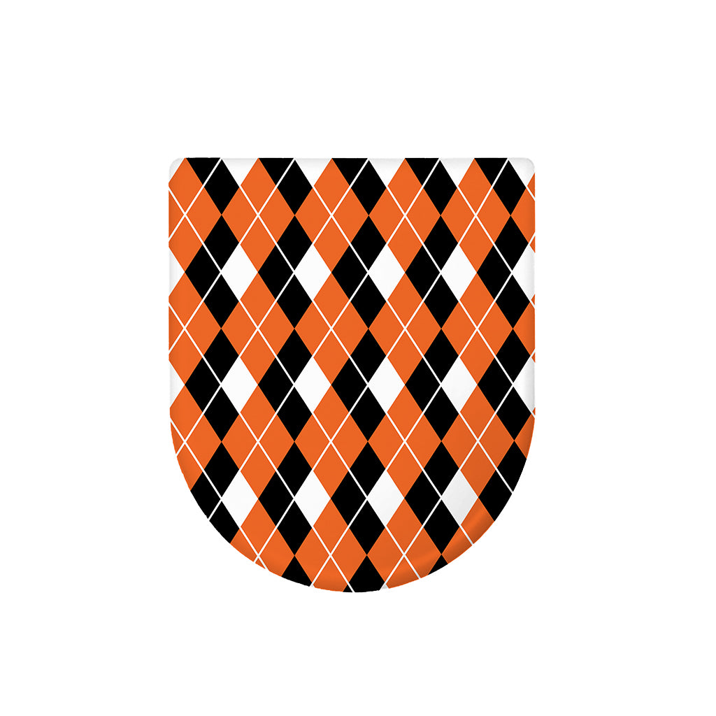 Orange White And Black Argyle Print Toilet Lid Cover