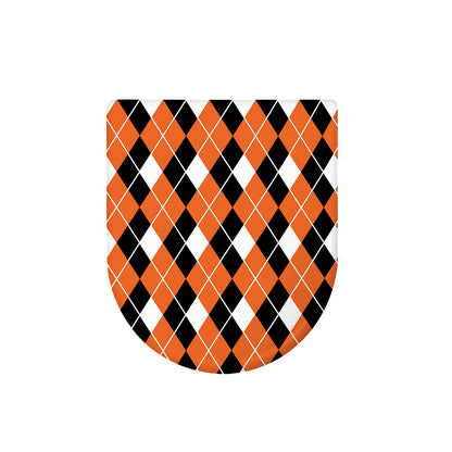 Orange White And Black Argyle Print Toilet Lid Cover