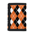 Orange White And Black Argyle Print Trifold Wallet