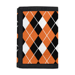 Orange White And Black Argyle Print Trifold Wallet
