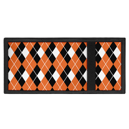 Orange White And Black Argyle Print Trifold Wallet