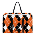 Orange White And Black Argyle Print Utility Tote Bag