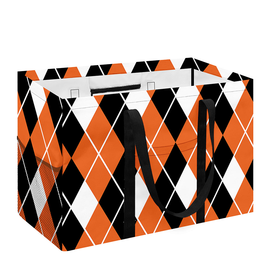 Orange White And Black Argyle Print Utility Tote Bag