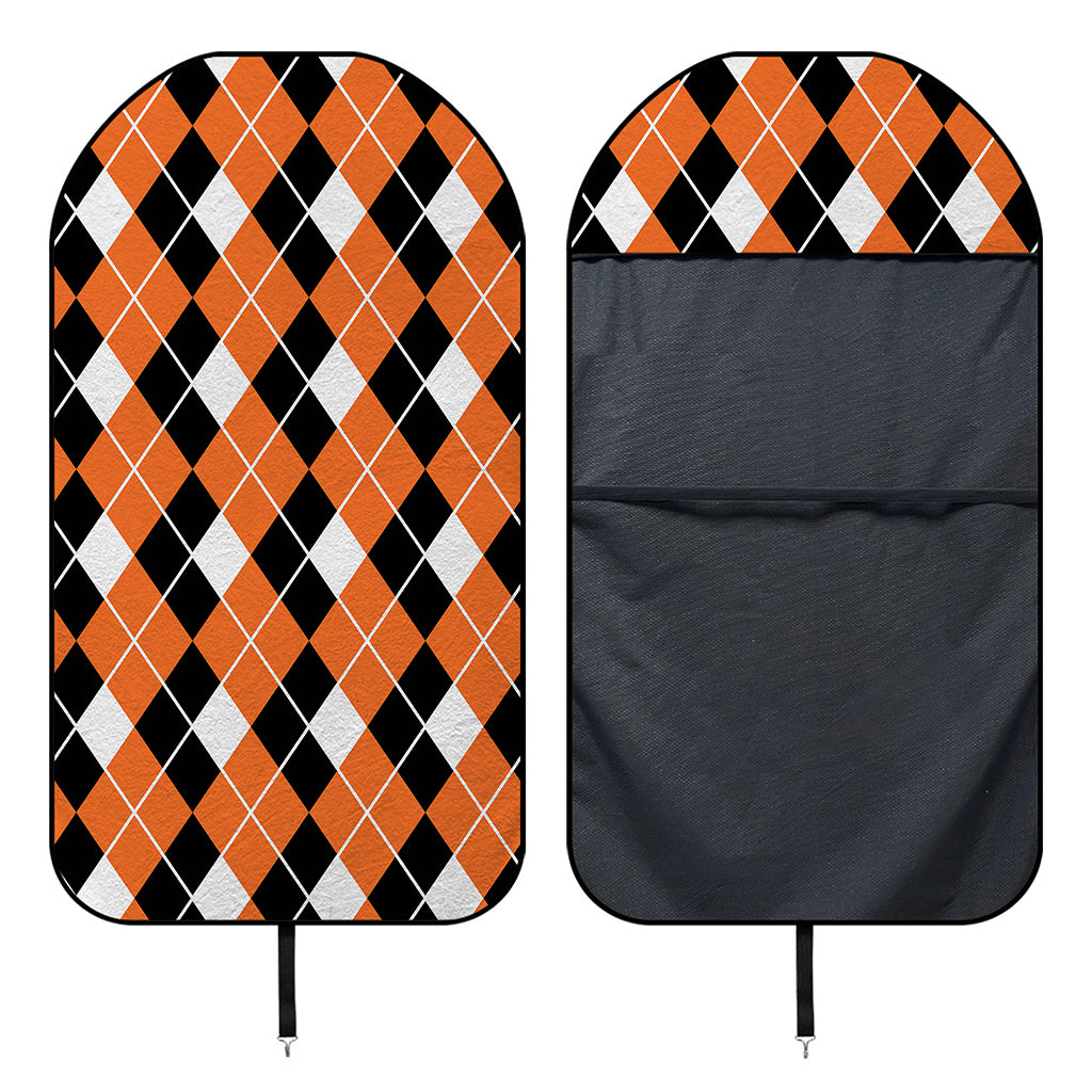 Orange White And Black Argyle Print Waterproof Car Seat Cover