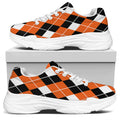 Orange White And Black Argyle Print White Chunky Shoes