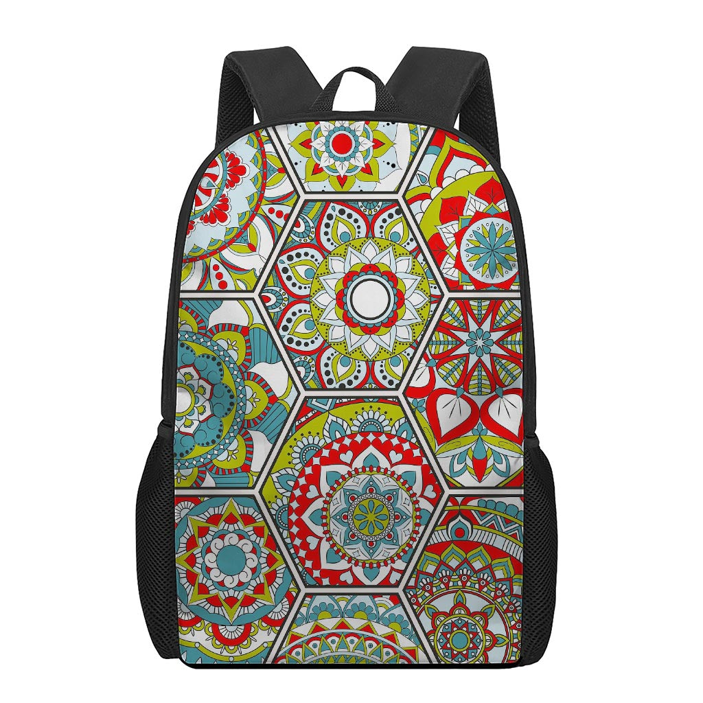 Oriental Mandala Bohemian Pattern Print 17 Inch Backpack