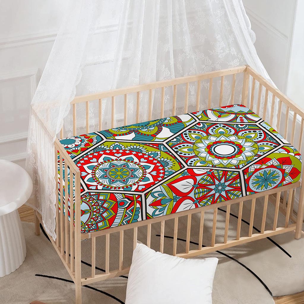 Oriental Mandala Bohemian Pattern Print Baby Crib Sheet
