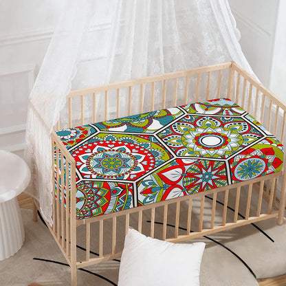 Oriental Mandala Bohemian Pattern Print Baby Crib Sheet