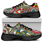 Oriental Mandala Bohemian Pattern Print Black Chunky Shoes