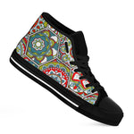 Oriental Mandala Bohemian Pattern Print Black High Top Sneakers