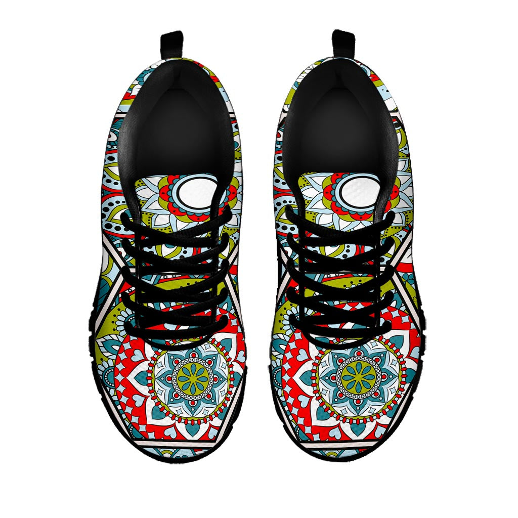 Oriental Mandala Bohemian Pattern Print Black Running Shoes