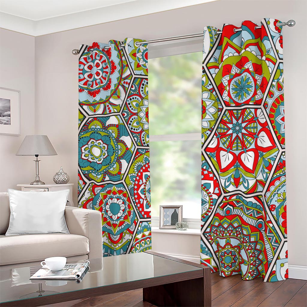 Oriental Mandala Bohemian Pattern Print Blackout Grommet Curtains